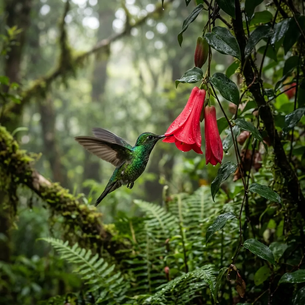 Colibrí Austral y Copihue Nativo